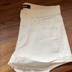 White stretchy Express shorts